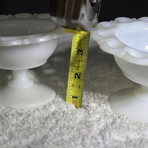 Vintage Anchor Hocking Old Colony Lace Edge Milk Glass Pedestal Candy Dishes 5" - Picture 6 of 8